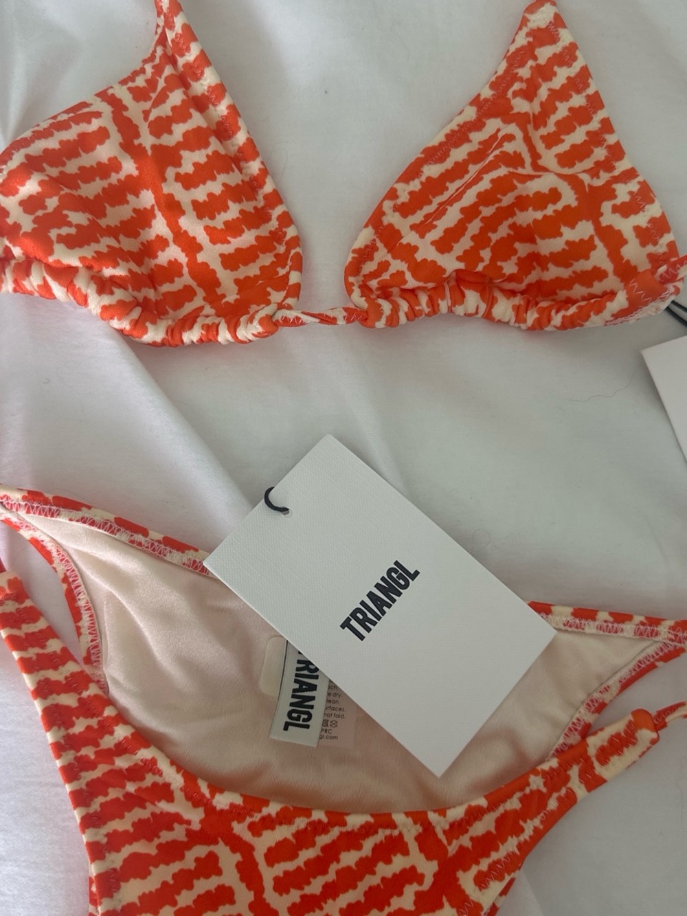NWT triangl swimwear Orange & White Tie Bikini XS vinca perre - trade for small? - Picture 4 of 6